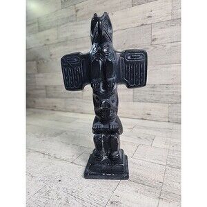 Vintage ABBOTT Canada Hand Carved Stone Totem Pole 9"